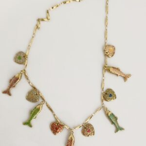 Heart and fish necklace